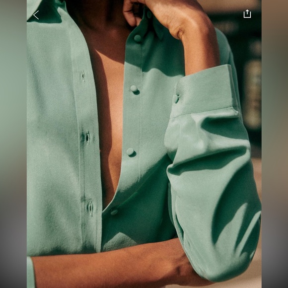 NWT Sézane 100% Silk Ann Shirt in Sage (Size FR 36 | US 4) - Picture 2 of 13